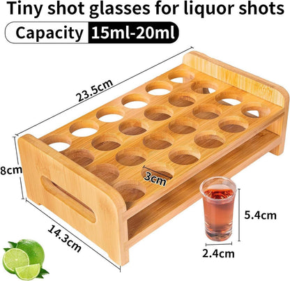 24er Set Schnapsgläser Mini mit Servierbrett Organizer