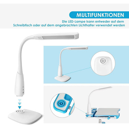 Kinderschreibtisch höhenverstellbar mit Lampe und Stuhl Grau