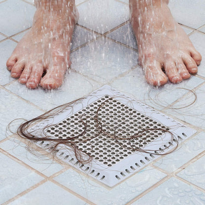 Duschabflusssieb Quadrat – Haare stoppen, Wasser fließt schnell