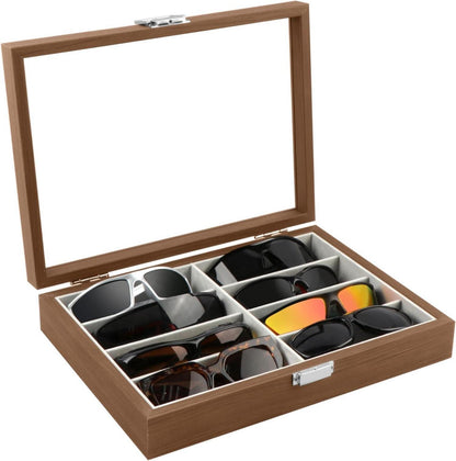 Brillen Sonnenbrillen Organizer Aufbewahrungsbox Holzfarbe
