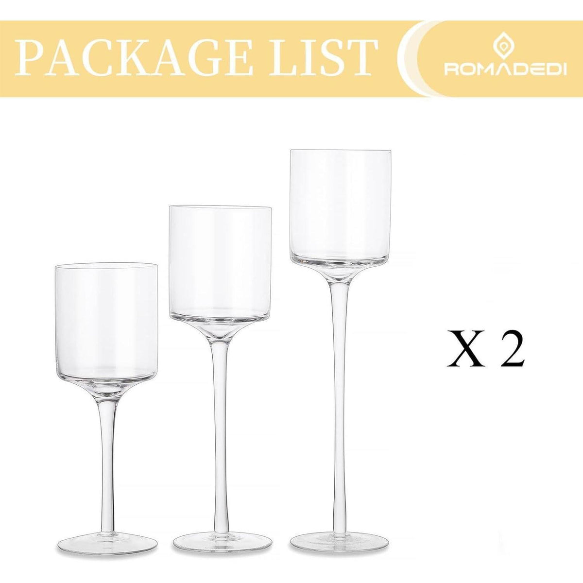 Teelichthalter Glas 6er Set 20-26cm Farblos
