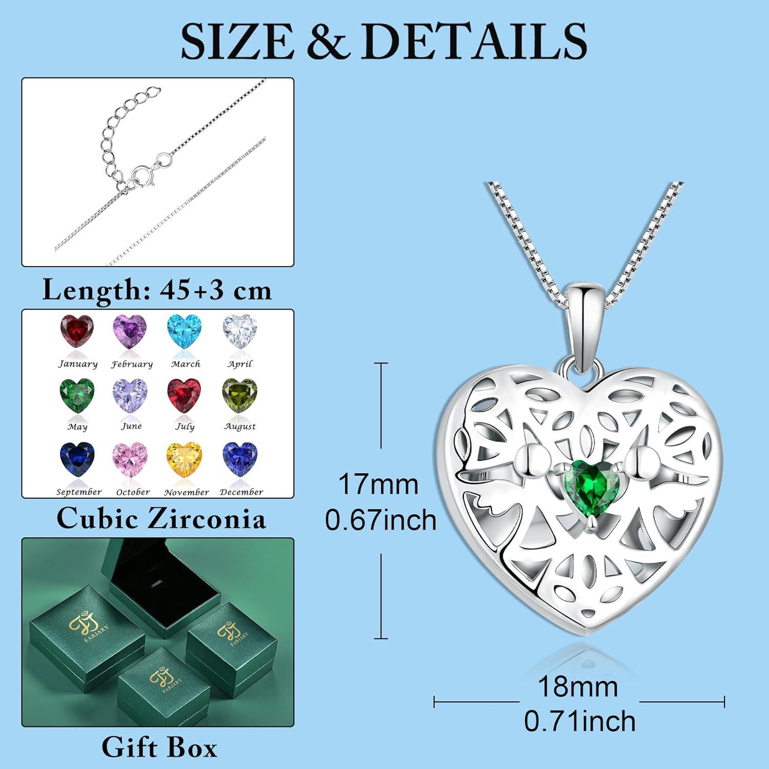 Herz Foto Medaillon Halskette Sterling Silber Schutzengel Zirkonia Frauen