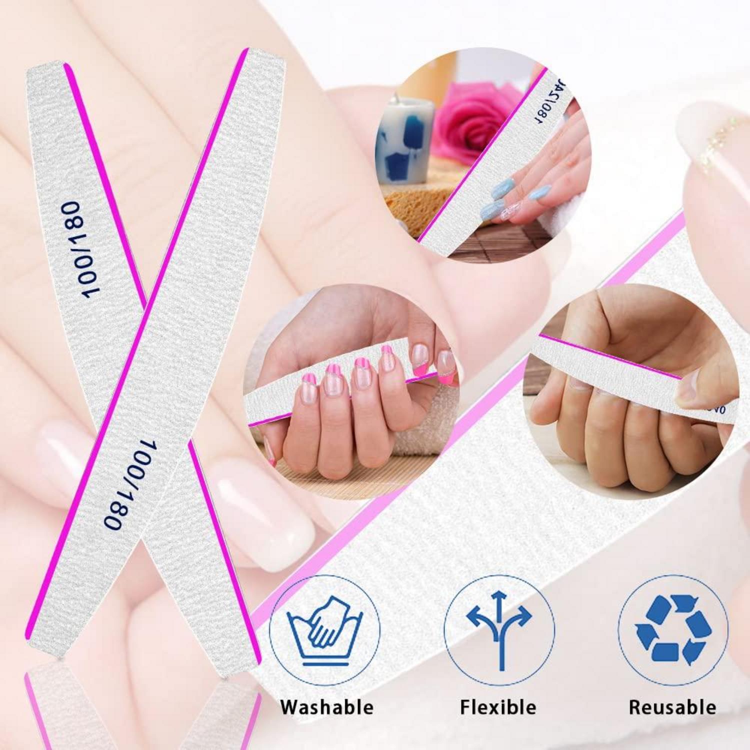 12 Nagelfeilen professionell 100/180 Körnung Acryl- & Gelnägel, waschbar & wiederverwendbar