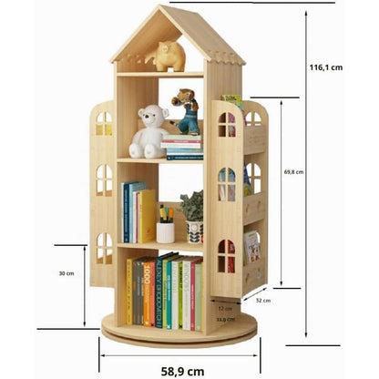 Drehbares Bücherregal Kiefernholz – 360 Grad Standregal