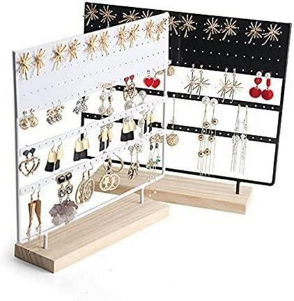 Ohrring Organizer Schmuck Display Aufbewahrungsständer mit Holzsockel - 144 Löcher