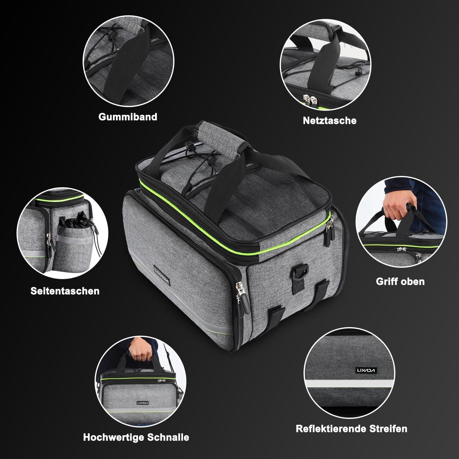 Fahrradtasche Gepäckträger Wasserdicht 20-35L Grau
