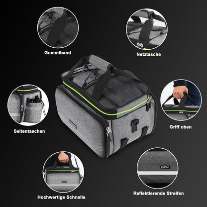 Fahrradtasche Gepäckträger Wasserdicht 20-35L Grau