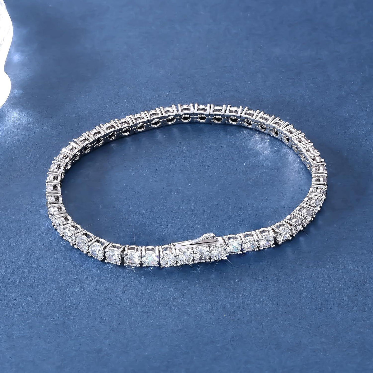 Elegantes KRKC&CO 14K Gold Weißgold Tennisarmband Zirkonia Steine 17,8cm