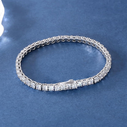 Elegantes KRKC&CO 14K Gold Weißgold Tennisarmband Zirkonia Steine 17,8cm
