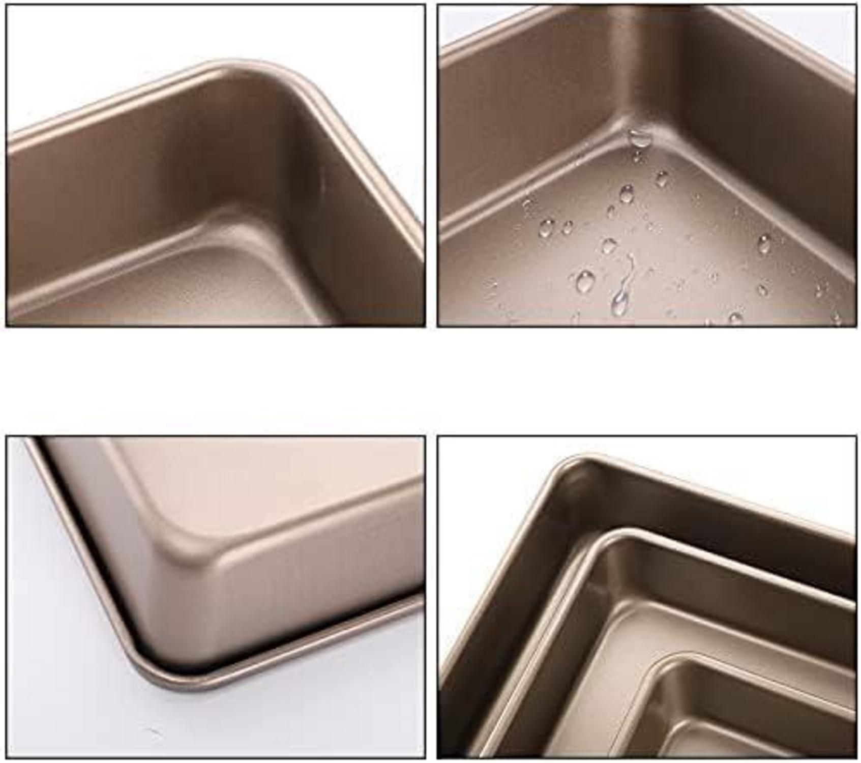 3-teiliges Antihaft-Backblech-Set aus Edelstahl, Gold-Finish