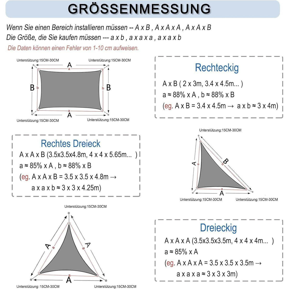 Wasserdichtes Sonnensegel 2x3m Anthrazit mit 95% UV-Schutz