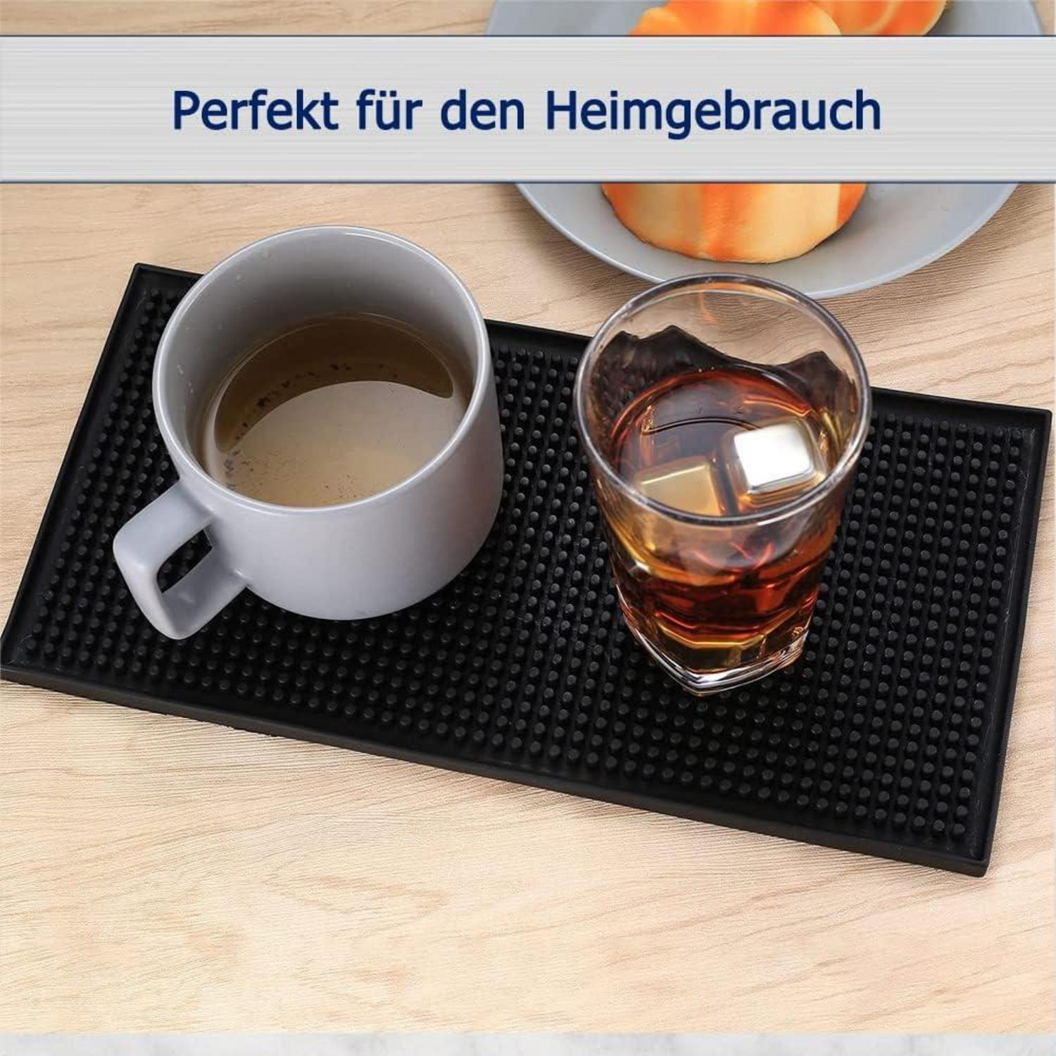 2er-Set Barmatte 30x15cm Schwarz Gummi Abtropfmatte Gläser Trocknen