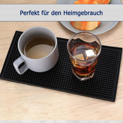 2er-Set Barmatte 30x15cm Schwarz Gummi Abtropfmatte Gläser Trocknen