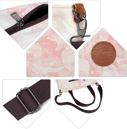 Damen Canvas Handtasche Schultertasche Multifunktional Pink Umhängetasche