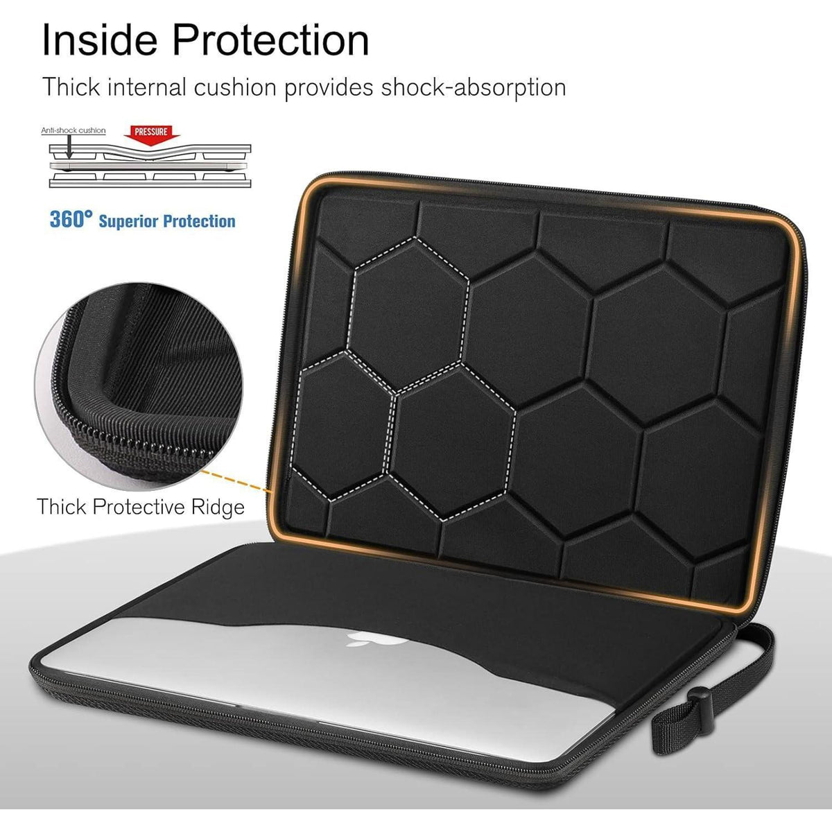 Stoßfeste Laptop Hülle für 15-16 Zoll, spritzwasserfest, Schwarz
