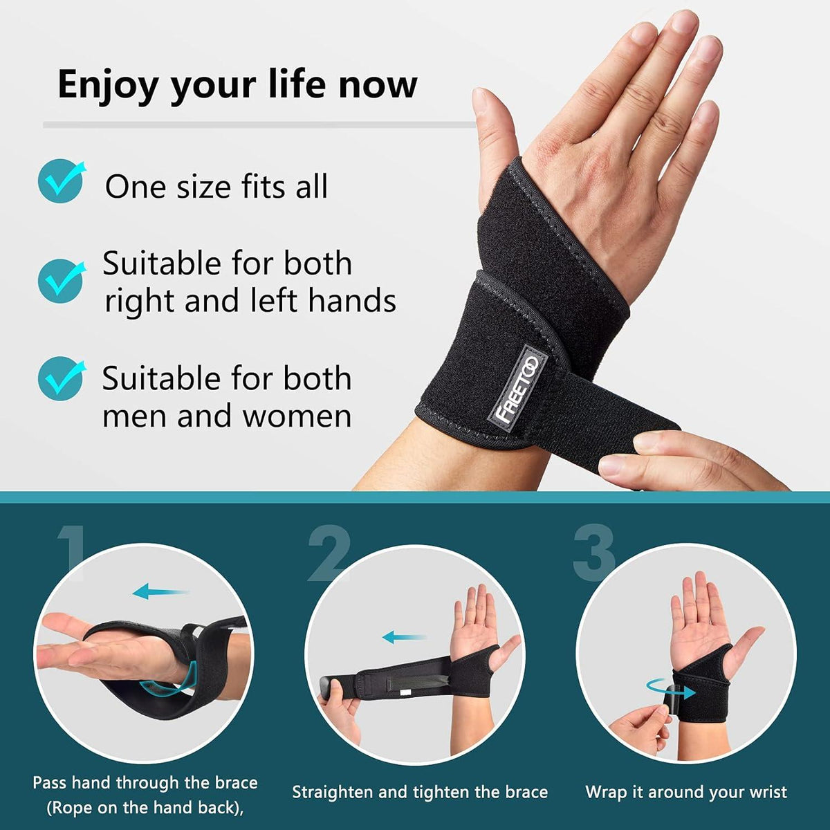 Handgelenk Bandagen Fitness Kompressions Handgelenkstütze Schwarz