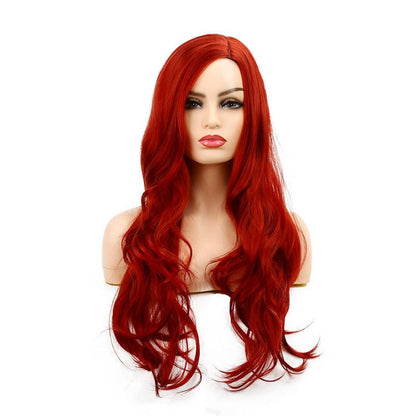 Damen Perücke rot lang lockig gewellt Kunsthaar Cosplay Halloween Kostüm