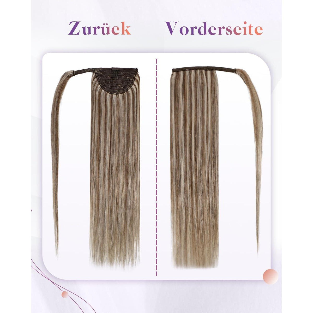 Echthaar Pferdeschwanz Extension Braun Highlights 35cm