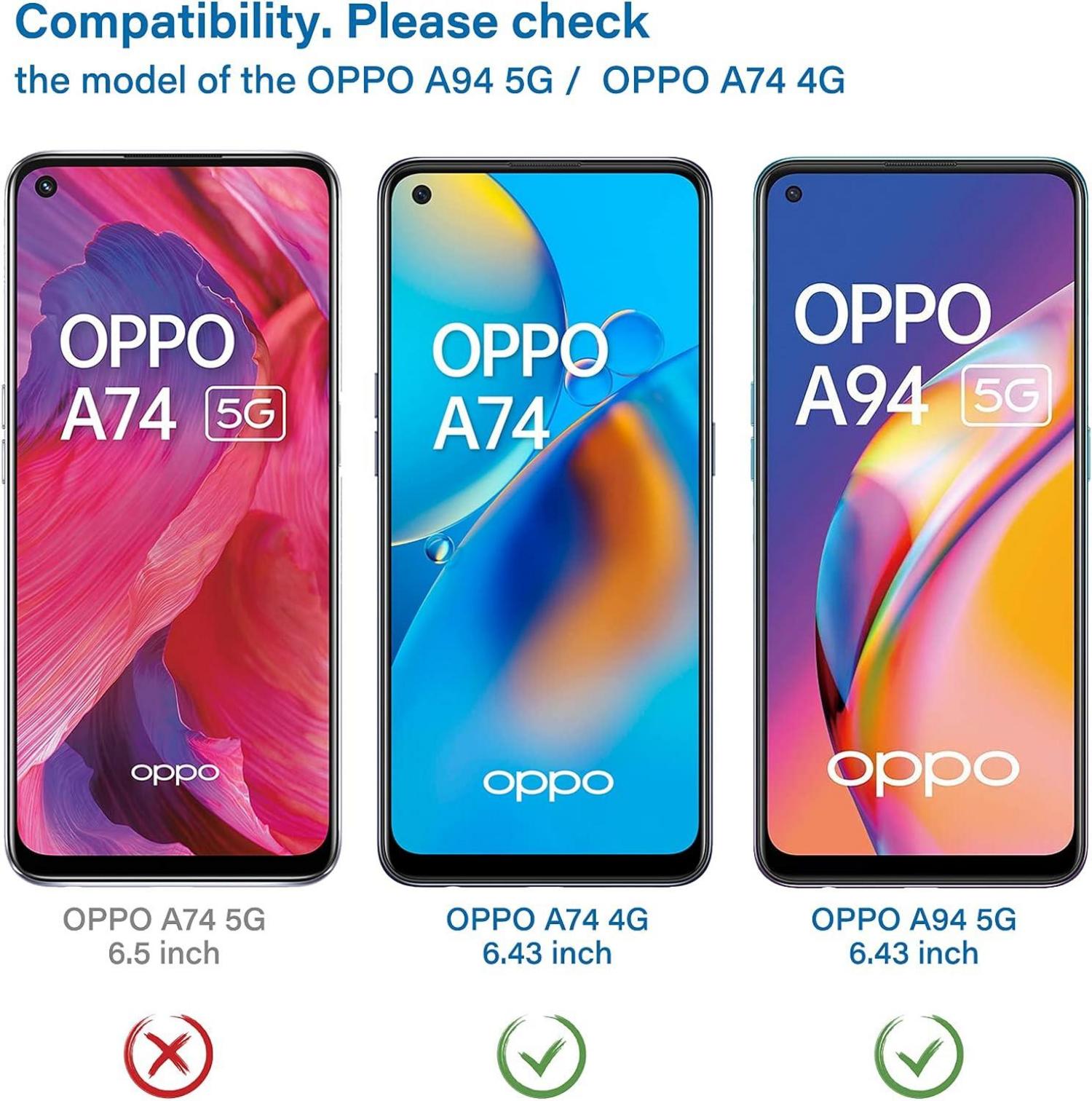 Panzer Schutzglas Oppo A74 4G A94 5G 9H Härte 0.33mm Ultra-klar