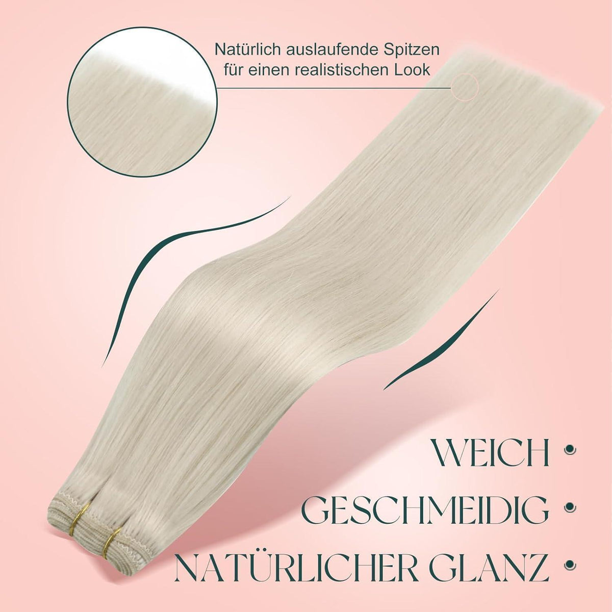 Echthaar Tressen Blond 50cm – Zum Einnähen & Stylen