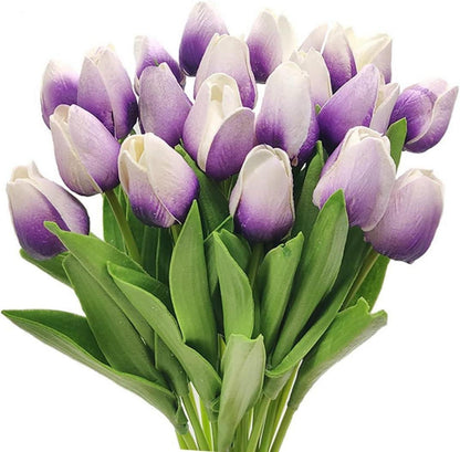 Künstliche Tulpen Blumen Hochzeitssträuße PU Tulpen Hellviolett