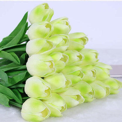 Künstliche Tulpen Blumensträuße Hochzeit Deko 20 Stück PU Grün