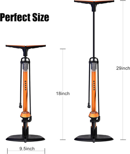 Hochdruck Standpumpe mit Manometer für Fahrradreifen 160 Psi 11 Bar