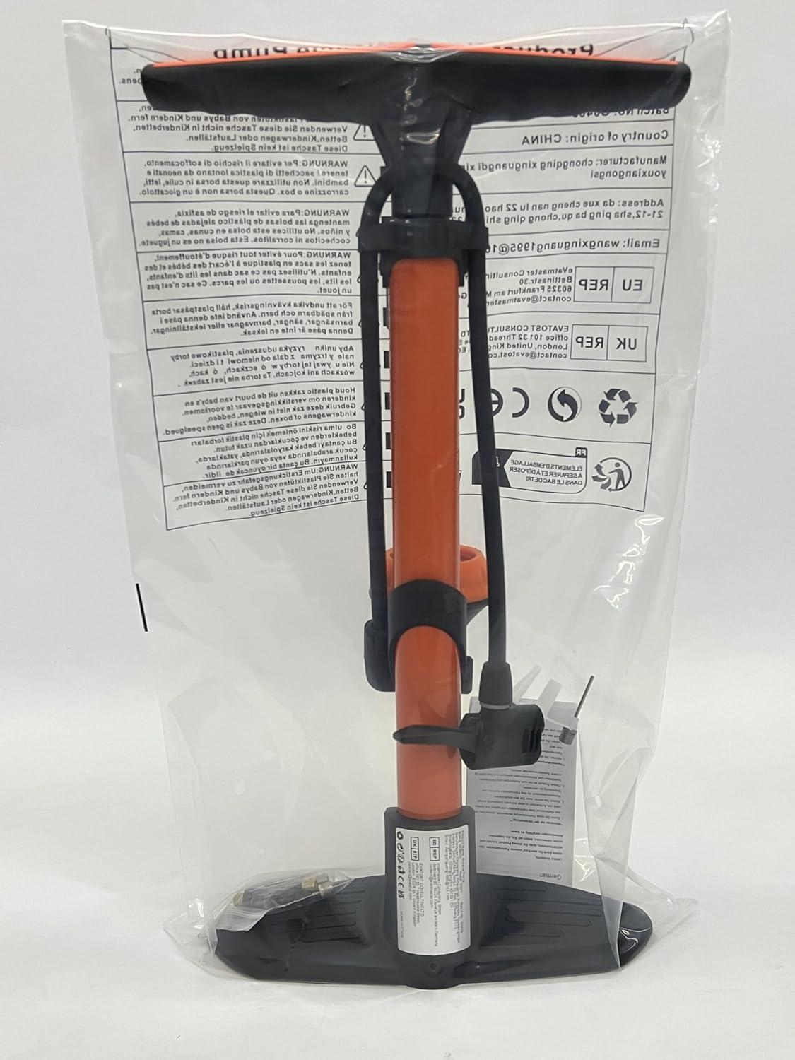GOBKO Fahrrad-Standpumpe mit Manometer für Rennrad MTB Fußball Basketball