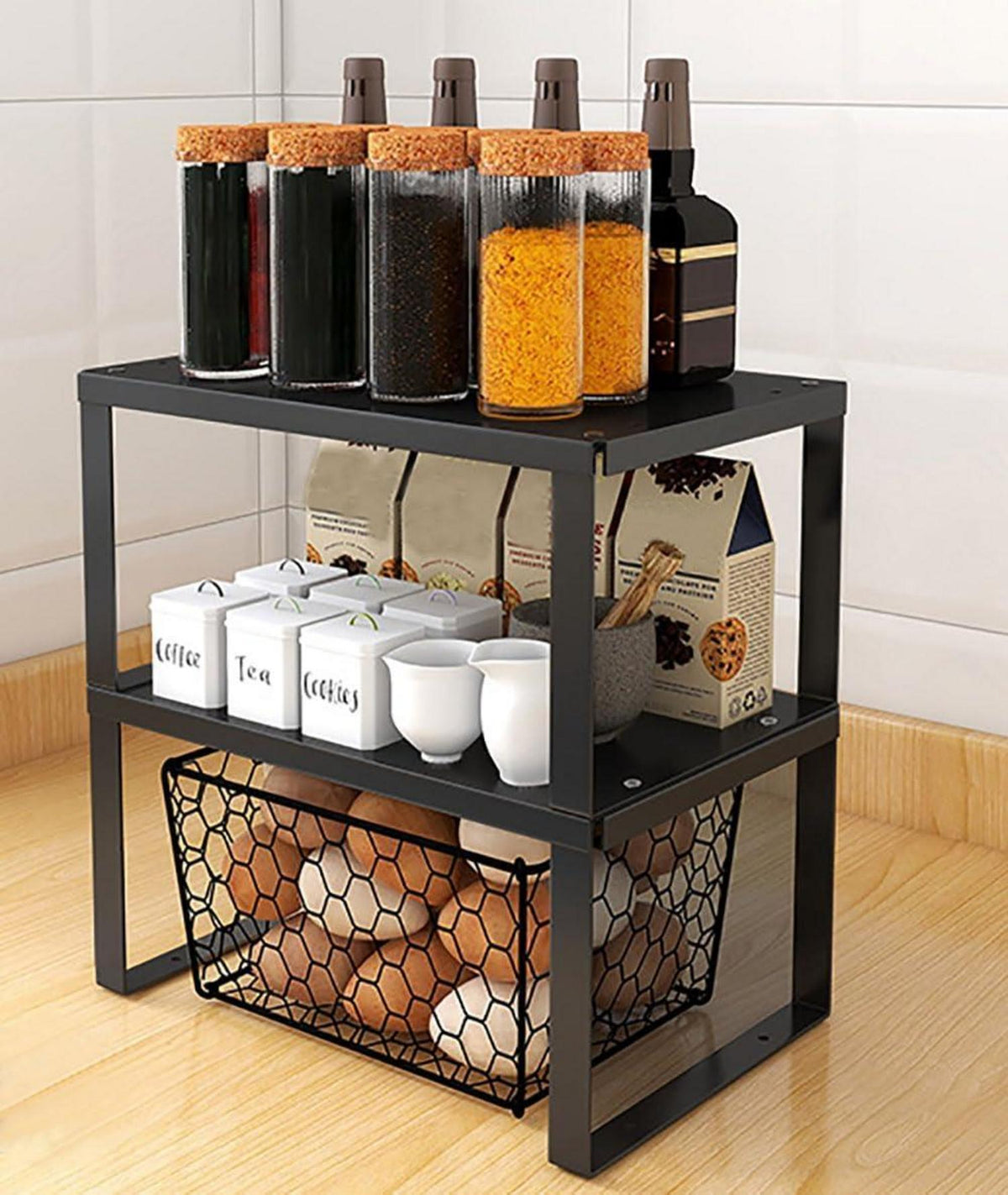 Stapelbares Edelstahl Küchenregal Organizer Make-up Badezimmer