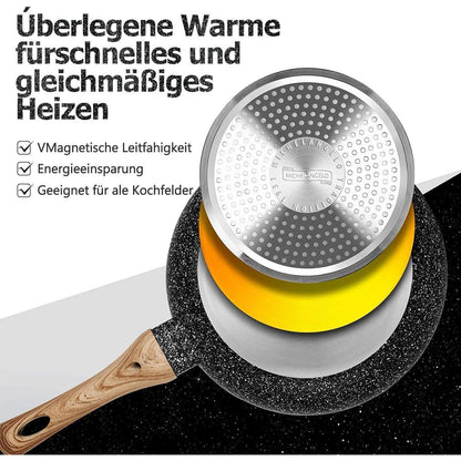 Bratpfanne 28cm mit Deckel, Antihaft Steinpfanne 28CM