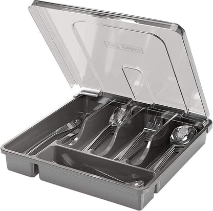 Besteckbox mit Deckel für Camping Urlaub & Reisen, 30x30x7cm