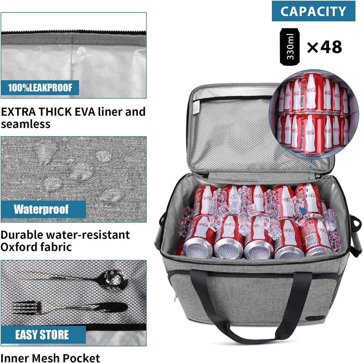 Große Faltbare Kühlbox Picknicktasche Thermotasche 30L Isoliertasche