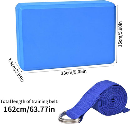 Yoga-Set: 2Er Yoga Block & 1Er 1.8 M Baumwoll Yogagurt