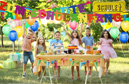 Einschulung Deko Set Girlande Zuckertüten Luftballons ABC 123