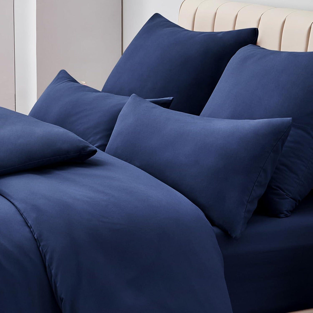 Kissenbezug 50x50 Blau 2er Set Mikrofaser Weich mit Reißverschluss