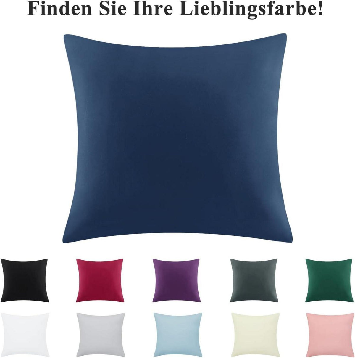 Blauer Kissenbezug 50x50 2er Set Mikrofaser Weich Reißverschluss