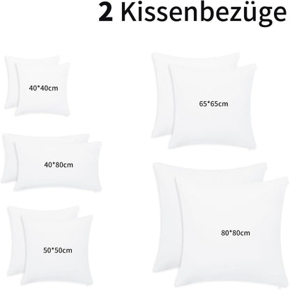 Kissenbezug 50x50 Weiß 2er Set Mikrofaser Reißverschluss