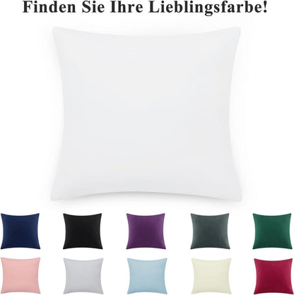 Kissenbezug 50x50 Set Weiß Mikrofaser Reißverschluss - Weich & Atmungsaktiv