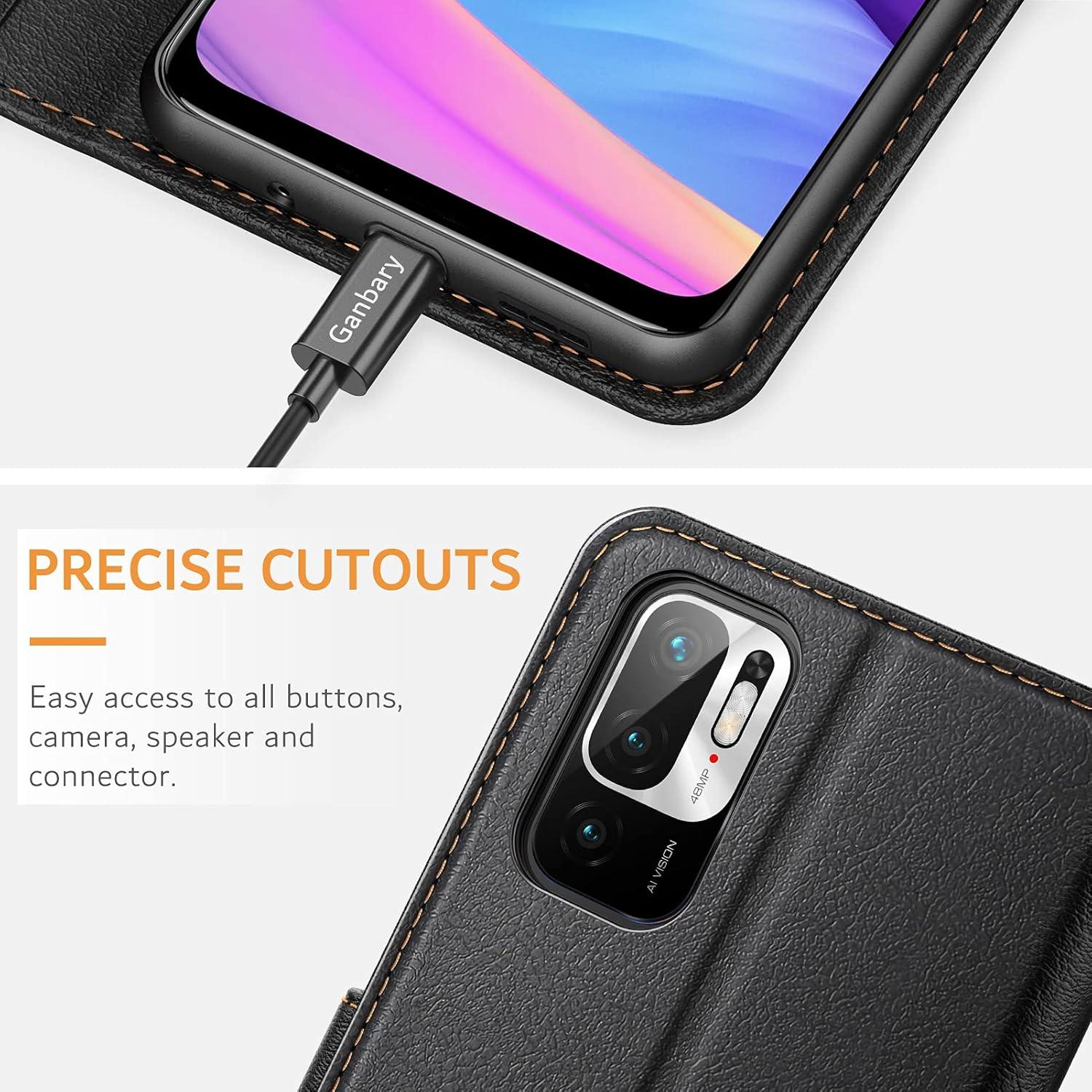 Leder Handyhülle Xiaomi Redmi Note 10 5G Poco M3 Pro 5G Flipcase Schwarz