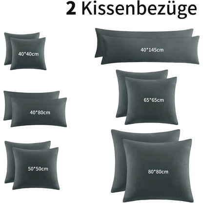 Hochwertige 2er Set Kissenbezüge 50x50 Anthrazit Mikrofaser