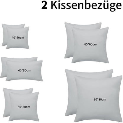 Kissenbezug 40x40 Hellgrau 2er Set Mikrofaser Reißverschluss Weich