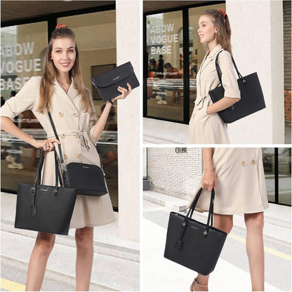 LOVEVOOK Handtasche Damen 3-teilig Set Groß Schultertasche