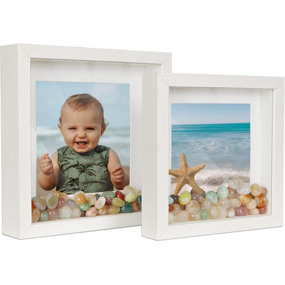 Shampsen 3D Bilderrahmen Weiß 20x20 17x17 Holz Shadow Box