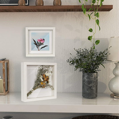 Shampsen 3D Bilderrahmen Weiß 20x20 17x17 Holz Shadow Box