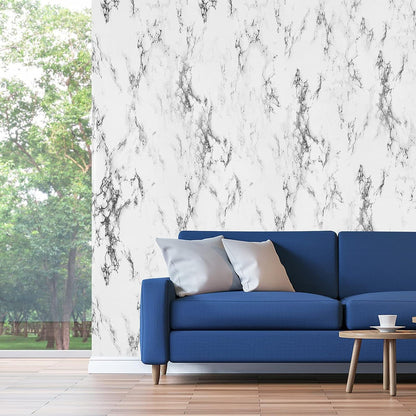 Selbstklebende Marmor Effekt Tapete Weiß Grau 40x300cm