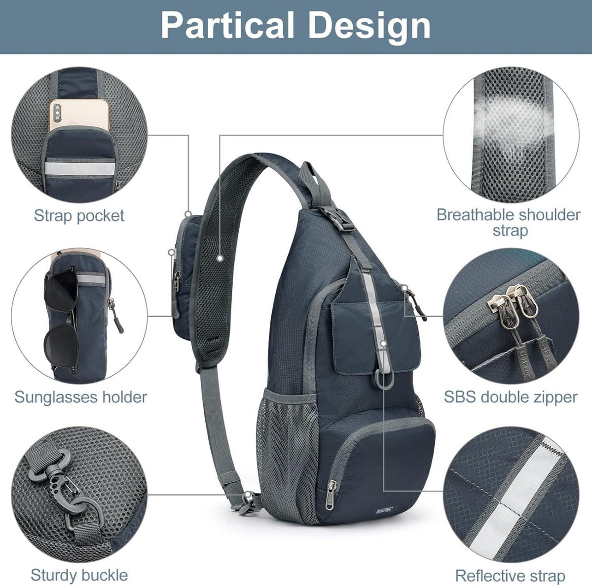 G4Free Brusttasche Sling Bag Schulterrucksack Herren Damen Reise Wandern