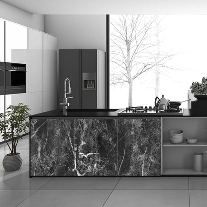 Schwarze Marmoreffekt Selbstklebende Vinyl Tapete 40x300cm