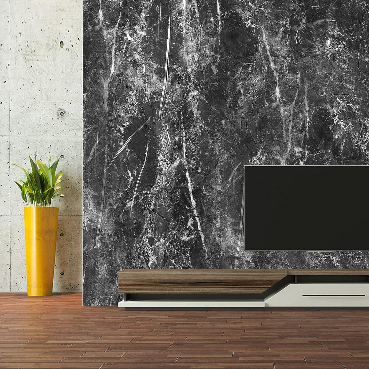 Selbstklebende Marmoreffekt Tapete Schwarz PVC Film 40x300cm Glitzer Vinyl
