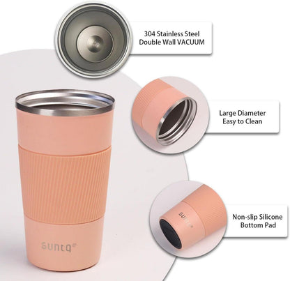 SUNTQ Kaffeebecher to go Thermo aus Edelstahl 510ml Koral