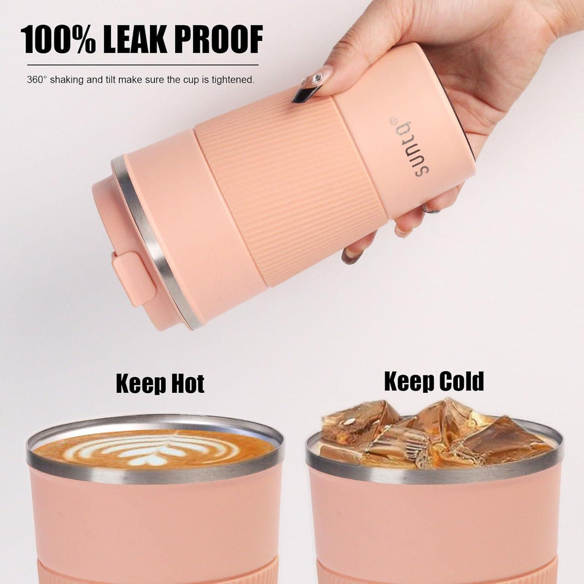 SUNTQ Thermo Kaffeebecher to go aus Edelstahl 510ml Koral Rosa